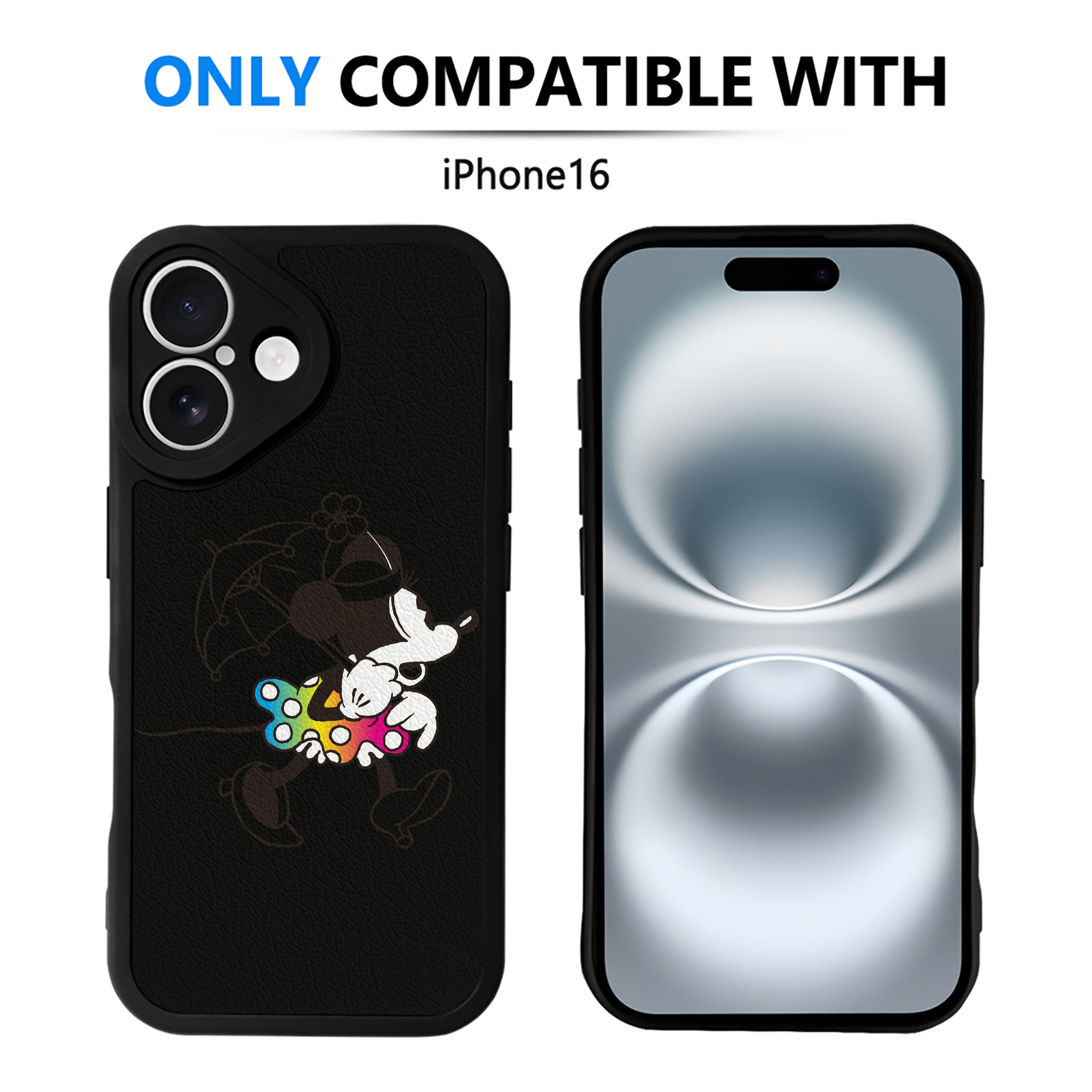 （画像用） ミッキーマウス Mickey Mouse 【iPhone 16シリーズ対応】シリコンスマホケース（レザー調） 材質：シリコン